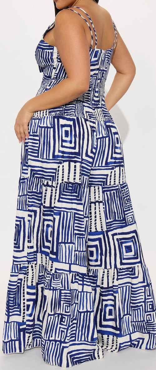 Abstract Printed Jumpsuit- Navy/White
